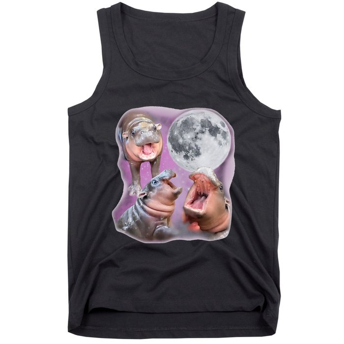 Moo Deng Three Moo Deng Moon Funny Hippo Tank Top