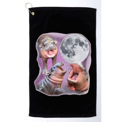 Moo Deng Three Moo Deng Moon Funny Hippo Golf Towel