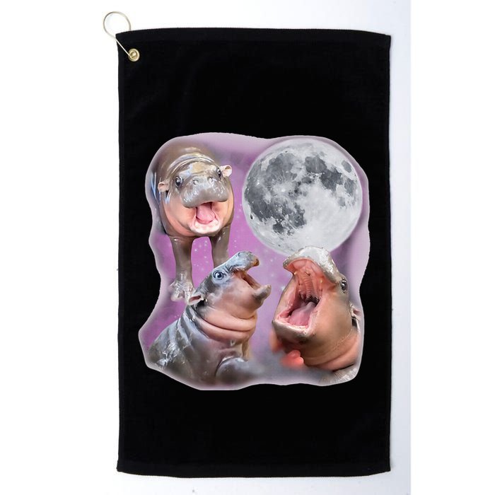 Moo Deng Three Moo Deng Moon Funny Hippo Golf Towel