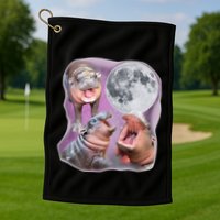 Moo Deng Three Moo Deng Moon Funny Hippo Golf Towel