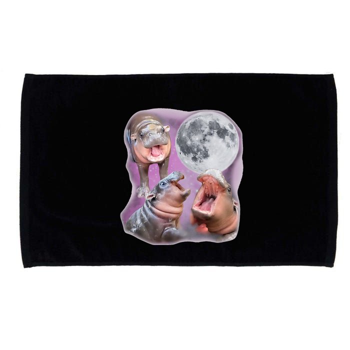 Moo Deng Three Moo Deng Moon Funny Hippo Microfiber Hand Towel
