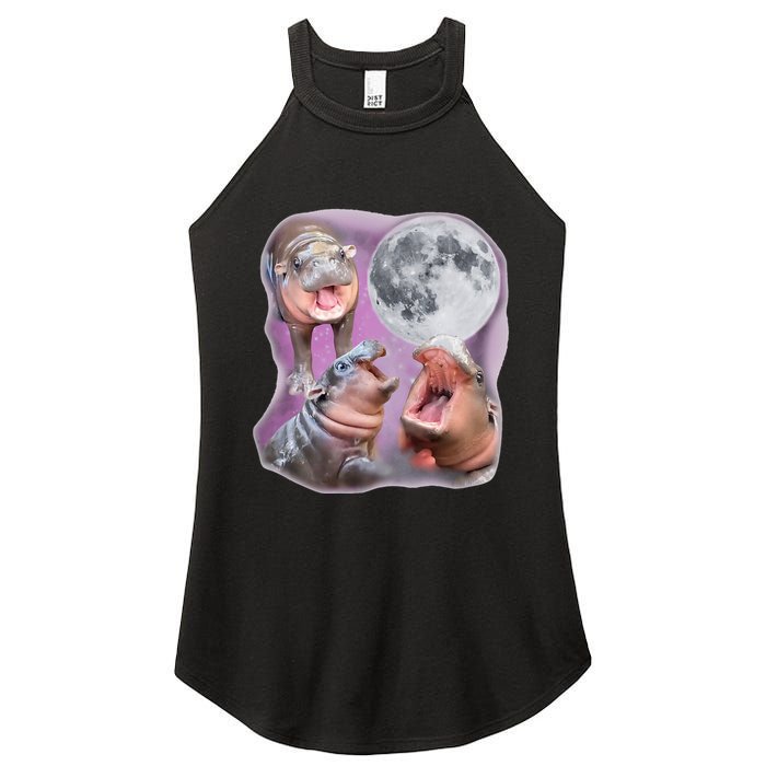 Moo Deng Three Moo Deng Moon Funny Hippo Women's Perfect Tri Rocker Tank