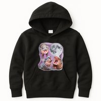 Moo Deng Three Moo Deng Moon Funny Hippo Kids Hoodie
