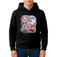 Moo Deng Three Moo Deng Moon Funny Hippo Kids Hoodie