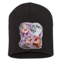 Moo Deng Three Moo Deng Moon Funny Hippo Short Acrylic Beanie