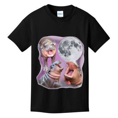 Moo Deng Three Moo Deng Moon Funny Hippo Kids T-Shirt