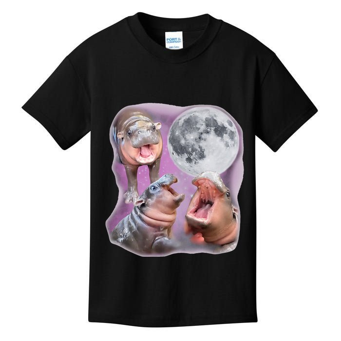 Moo Deng Three Moo Deng Moon Funny Hippo Kids T-Shirt
