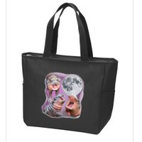 Moo Deng Three Moo Deng Moon Funny Hippo Zip Tote Bag