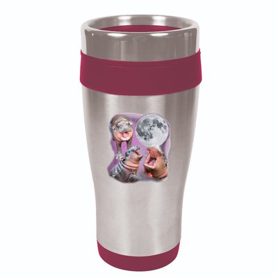 Moo Deng Three Moo Deng Moon Funny Hippo 16oz Travel Tumbler