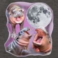 Moo Deng Three Moo Deng Moon Funny Hippo Vector Backpack