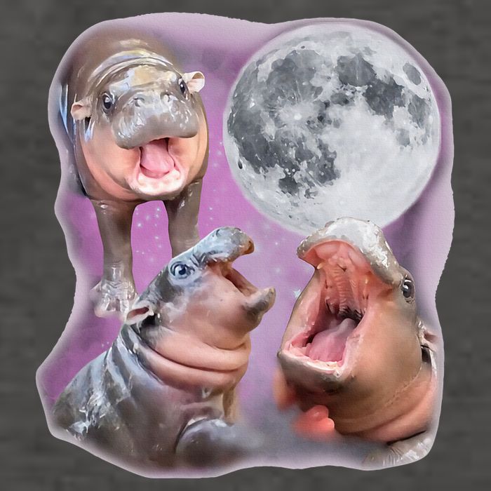 Moo Deng Three Moo Deng Moon Funny Hippo Vector Backpack