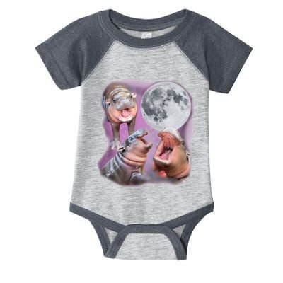Moo Deng Three Moo Deng Moon Funny Hippo Infant Baby Jersey Bodysuit