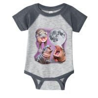 Moo Deng Three Moo Deng Moon Funny Hippo Infant Baby Jersey Bodysuit