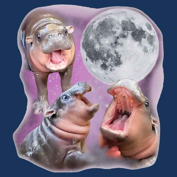 Moo Deng Three Moo Deng Moon Funny Hippo Infant Baby Jersey Bodysuit