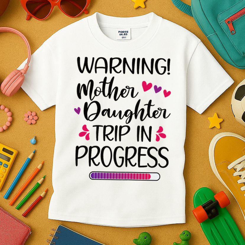 Mother Daughter Trip In Progress Vacation Family Travel Kids T-Shirt