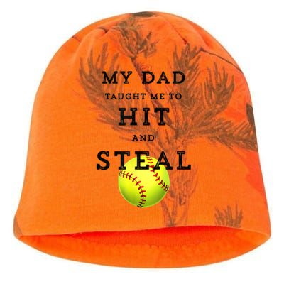 My Dad Taught Me To Hit And Steal Softball Kati - Camo Knit Beanie