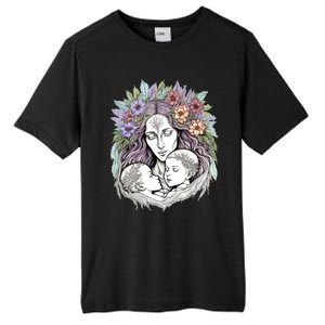 Mothers Day Twin Brothers Watercolor Design Cute Flowers Mom Gift Tall Fusion ChromaSoft Performance T-Shirt