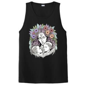 Mothers Day Twin Brothers Watercolor Design Cute Flowers Mom Gift PosiCharge Competitor Tank