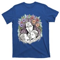 Mothers Day Twin Brothers Watercolor Design Cute Flowers Mom Gift T-Shirt