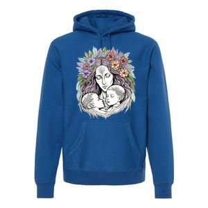 Mothers Day Twin Brothers Watercolor Design Cute Flowers Mom Gift Premium Hoodie