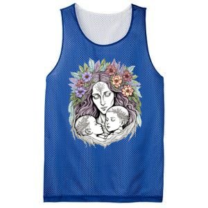 Mothers Day Twin Brothers Watercolor Design Cute Flowers Mom Gift Mesh Reversible Basketball Jersey Tank