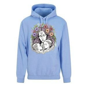 Mothers Day Twin Brothers Watercolor Design Cute Flowers Mom Gift Unisex Surf Hoodie