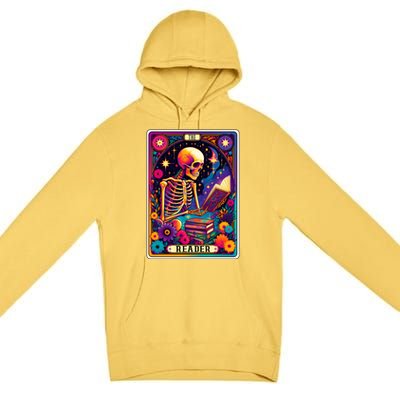 MotherS Day Teacher The Reader Tarot Card Skeleton Gift Premium Pullover Hoodie