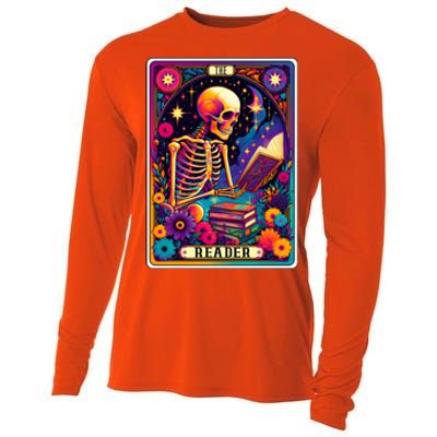 MotherS Day Teacher The Reader Tarot Card Skeleton Gift Cooling Performance Long Sleeve Crew