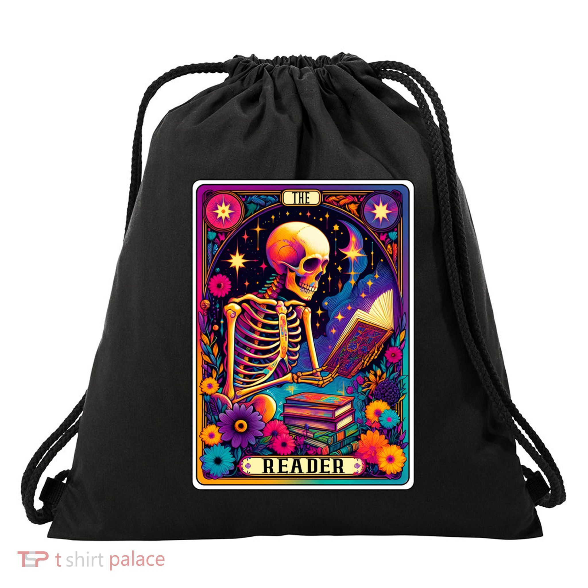 MotherS Day Teacher The Reader Tarot Card Skeleton Gift Drawstring Bag