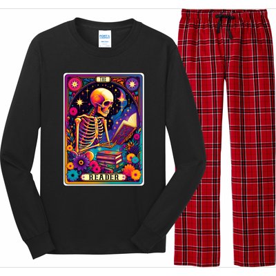 MotherS Day Teacher The Reader Tarot Card Skeleton Gift Long Sleeve Pajama Set