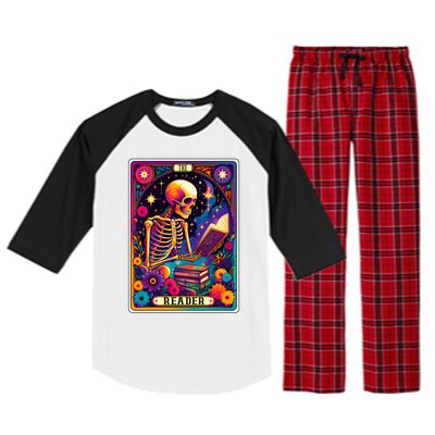 MotherS Day Teacher The Reader Tarot Card Skeleton Gift Raglan Sleeve Pajama Set