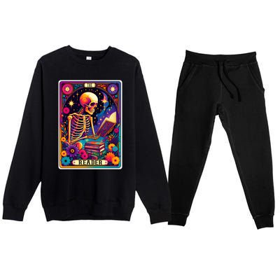 MotherS Day Teacher The Reader Tarot Card Skeleton Gift Premium Crewneck Sweatsuit Set