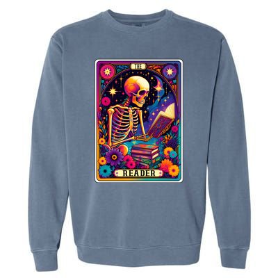 MotherS Day Teacher The Reader Tarot Card Skeleton Gift Garment-Dyed Sweatshirt