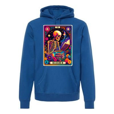 MotherS Day Teacher The Reader Tarot Card Skeleton Gift Premium Hoodie