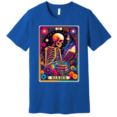 MotherS Day Teacher The Reader Tarot Card Skeleton Gift Premium T-Shirt