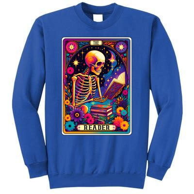 MotherS Day Teacher The Reader Tarot Card Skeleton Gift Tall Sweatshirt