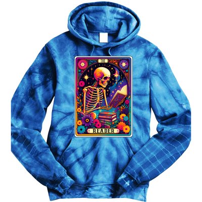 MotherS Day Teacher The Reader Tarot Card Skeleton Gift Tie Dye Hoodie