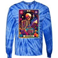 MotherS Day Teacher The Reader Tarot Card Skeleton Gift Tie-Dye Long Sleeve Shirt