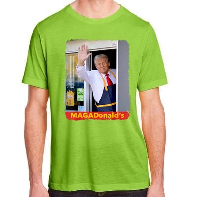 Maga Donalds Trump Serving French Fries Funny Trump Works Drive Thru Gift Adult ChromaSoft Performance T-Shirt