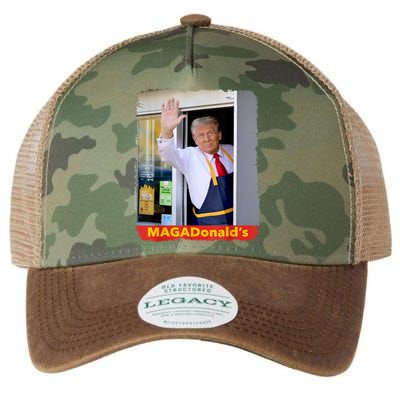 Maga Donalds Trump Serving French Fries Funny Trump Works Drive Thru Gift Legacy Tie Dye Trucker Hat