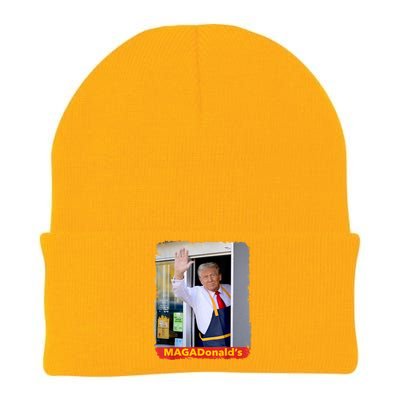 Maga Donalds Trump Serving French Fries Funny Trump Works Drive Thru Gift Knit Cap Winter Beanie