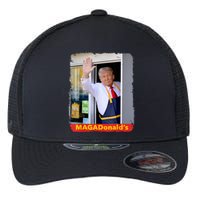 Maga Donalds Trump Serving French Fries Funny Trump Works Drive Thru Gift Flexfit Unipanel Trucker Cap