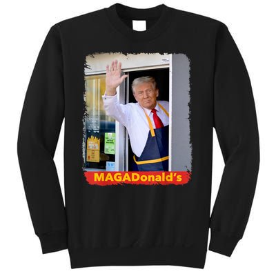 Maga Donalds Trump Serving French Fries Funny Trump Works Drive Thru Gift Sweatshirt