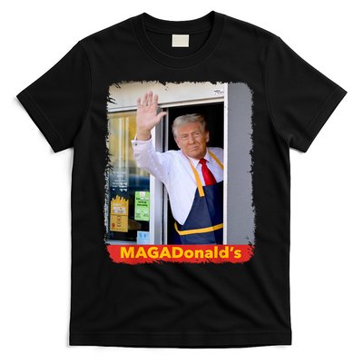 Maga Donalds Trump Serving French Fries Funny Trump Works Drive Thru Gift T-Shirt