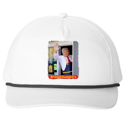 Maga Donalds Trump Serving French Fries Funny Trump Works Drive Thru Gift Snapback Five-Panel Rope Hat