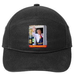 Maga Donalds Trump Serving French Fries Funny Trump Works Drive Thru Gift 7-Panel Snapback Hat