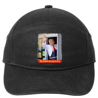 Maga Donalds Trump Serving French Fries Funny Trump Works Drive Thru Gift 7-Panel Snapback Hat