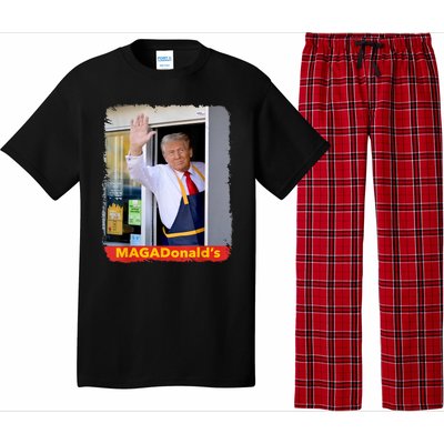 Maga Donalds Trump Serving French Fries Funny Trump Works Drive Thru Gift Pajama Set