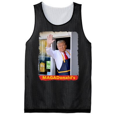 Maga Donalds Trump Serving French Fries Funny Trump Works Drive Thru Gift Mesh Reversible Basketball Jersey Tank