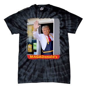 Maga Donalds Trump Serving French Fries Funny Trump Works Drive Thru Gift Tie-Dye T-Shirt